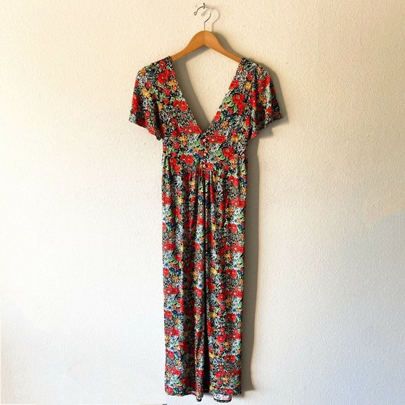 Asos vibrant multicolored floral vneck maxi short sleeve dress size 4 - Picture 5 of 11